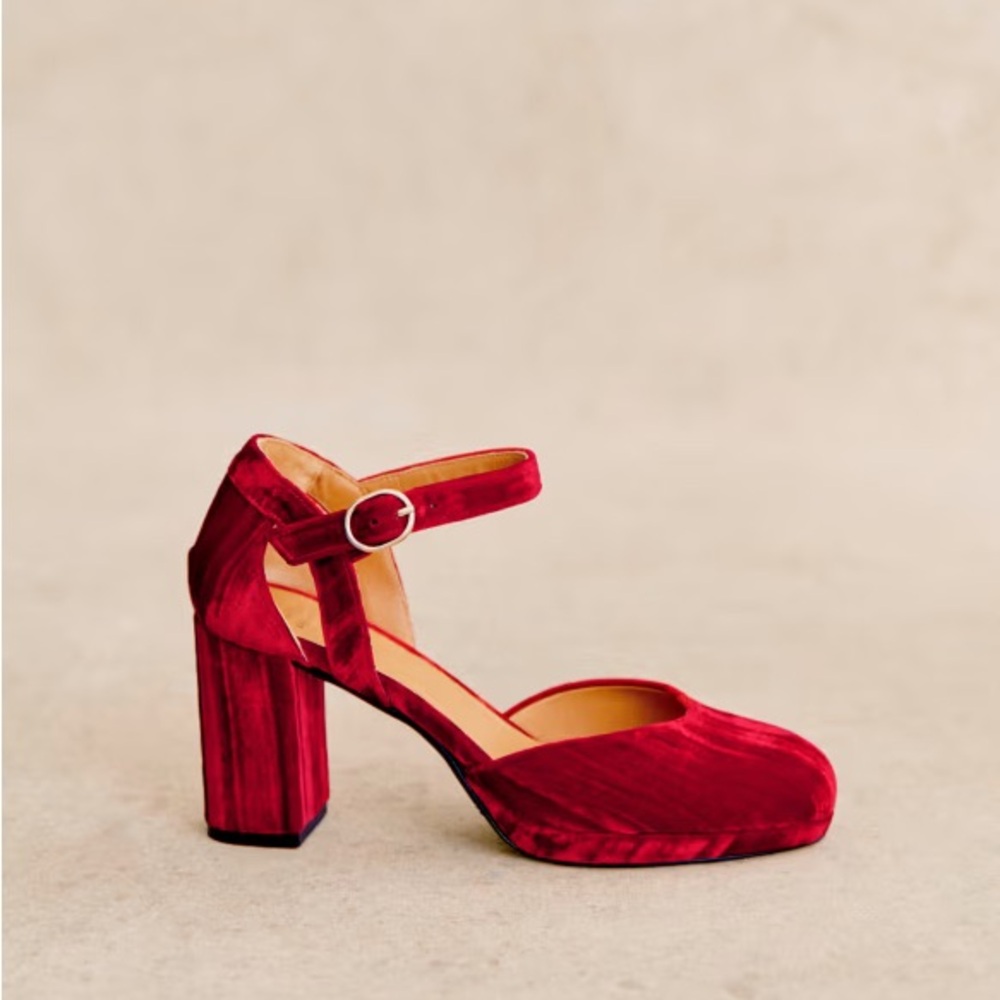 Sezane Babies Katie Red Velvet Women's Heels 40